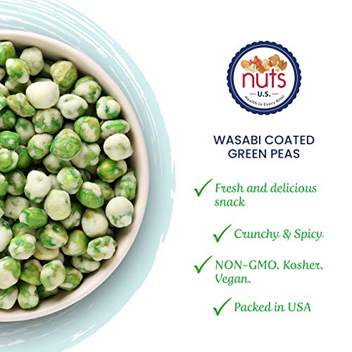 Nuts U.S. - Wasabi Coated Green Peas, Crunchy &Amp; Spicy In Reseala