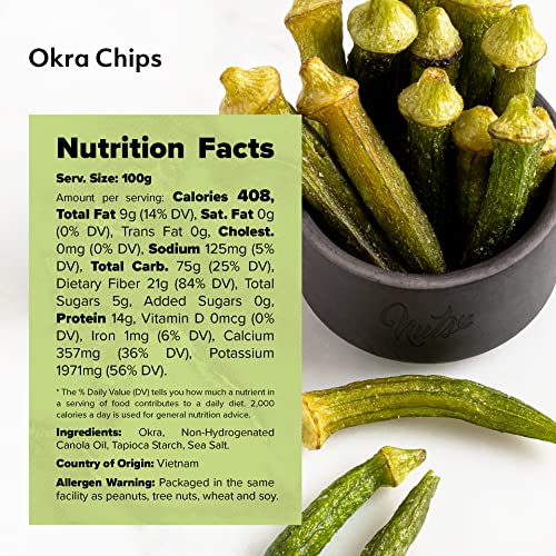Okra Chips, Sea-Salted, No Color Added, No Sugar Added, Natural,...