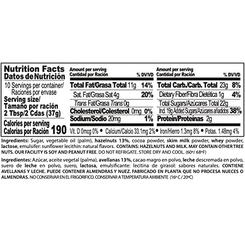 Nutti Cream Chocolate Hazelnut Spread with Cocoa and Milk, 13 oz...