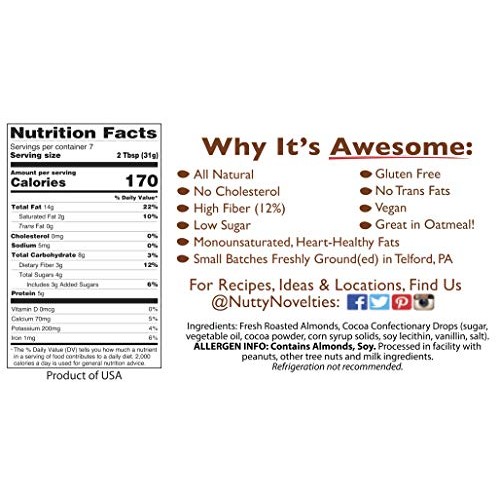 Nutty Novelties Dark Chocolate Almond Butter - High Protein, Swe