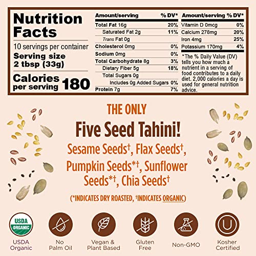 NuttZo Organic Tahini Fusion 5 Seed Butter Spread | Sesame Seeds...