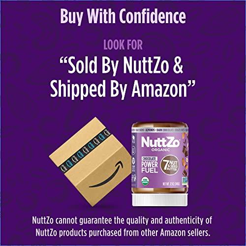 Organic NuttZo Dark Chocolate Power Fuel Smooth Mixed Nut Butter...
