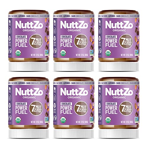 Organic NuttZo Dark Chocolate Power Fuel Smooth Mixed Nut Butter...