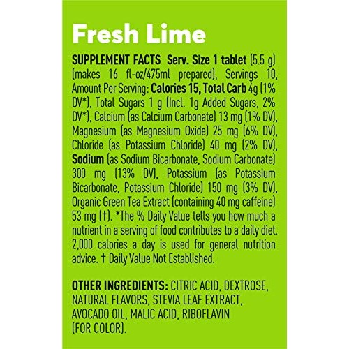 Nuun Sport + Caffeine: Electrolyte Drink Tablets, Fresh Lime, 8