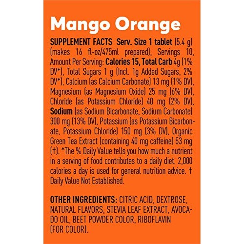 Nuun Sport + Caffeine: Electrolyte Drink Tablets, Mango Orange,