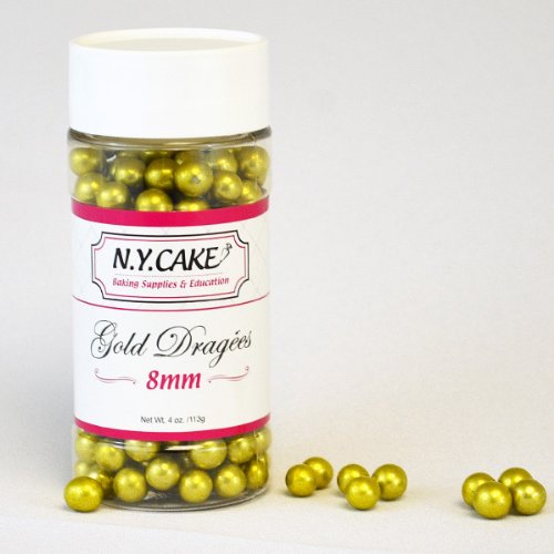 Gold Dragees 8Mm By Ny Cake 4Oz