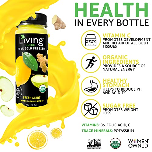 O2 Living Juice Fresh Start Organic Cold Pressed Juice, No Sugar...
