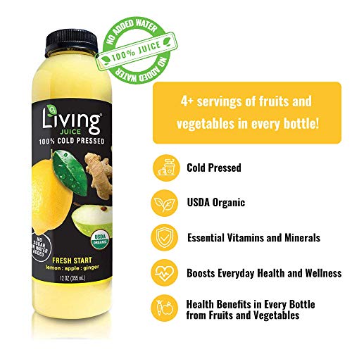 O2 Living Juice Fresh Start Organic Cold Pressed Juice, No Sugar...