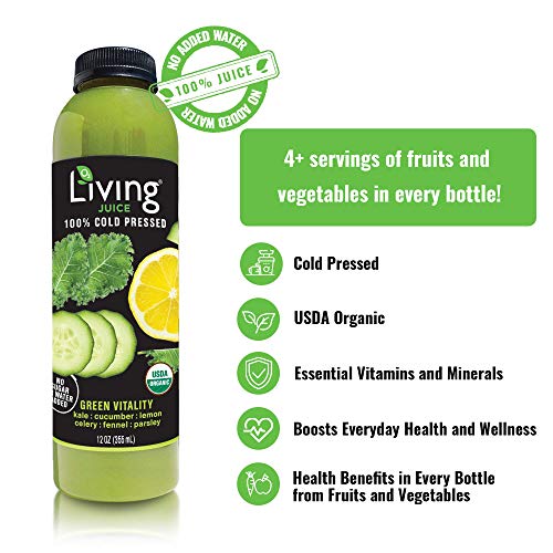 O2 Living Juice Green Vitality Organic Cold-Pressed Shot, No Sug
