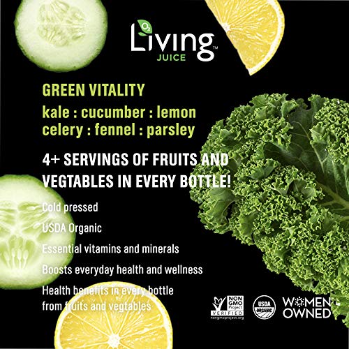 O2 Living Juice Green Vitality Organic Cold-Pressed Shot, No Sug