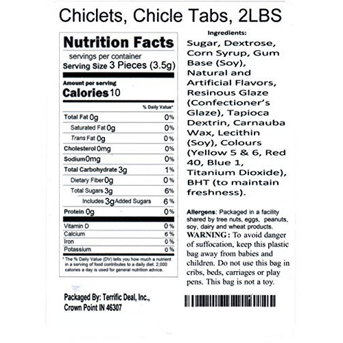 Chiclets, Chicle Tabs, 2Lbs