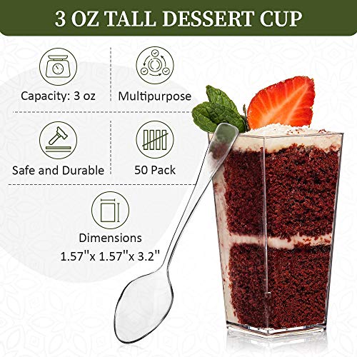 Oasis Creations Tall Square Dessert Cup 3 Ounce - Durable Crysta...
