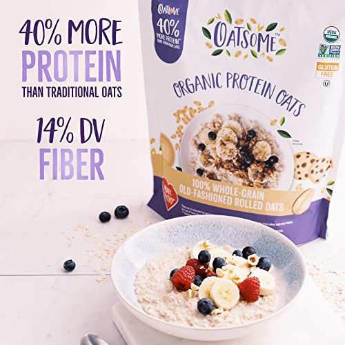 Oatsome Protein Organic Rolled Oats, 3lb Bag