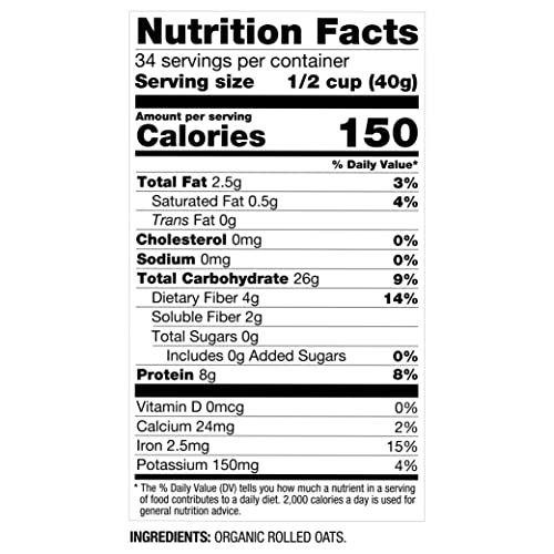 Oatsome Protein Organic Rolled Oats, 3lb Bag