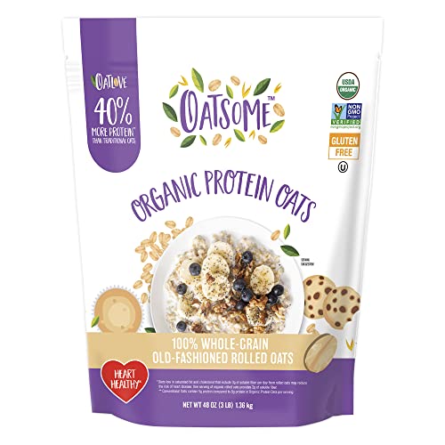 Oatsome Protein Organic Rolled Oats, 3lb Bag