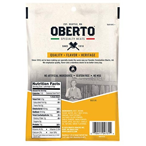 Oberto Specialty Meats Original Beef Jerky, 1.5 Ounce Pack Of 8