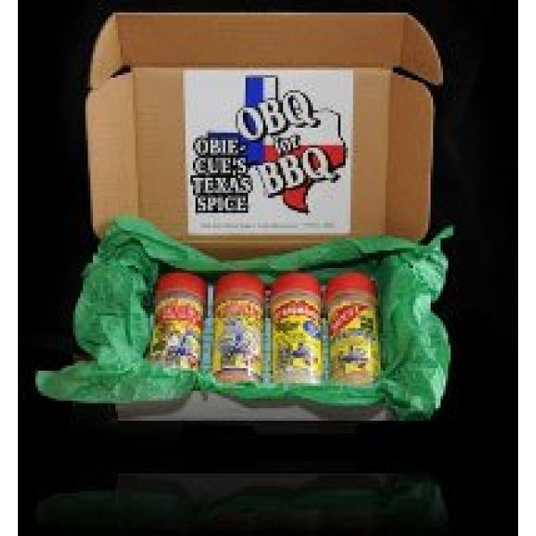 Obie-Cues Texas Gift Box, 4 bottles - Backyard Hero Steakmaker...