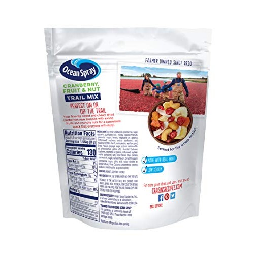 Craisins Ocean Spray Trail Mix, Fruit &Amp; Nut, 5 Ounce