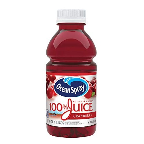 Ocean Spray 100% Juice, Cranberry, 10 Ounce Bottle Pack Of 6