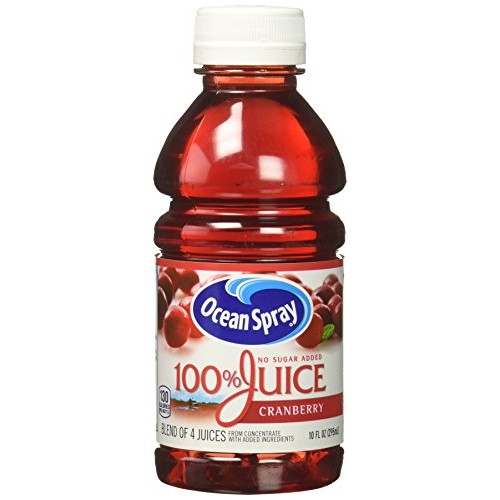 Ocean Spray 100% Juice, Cranberry, 10 Ounce Bottle Pack Of 6