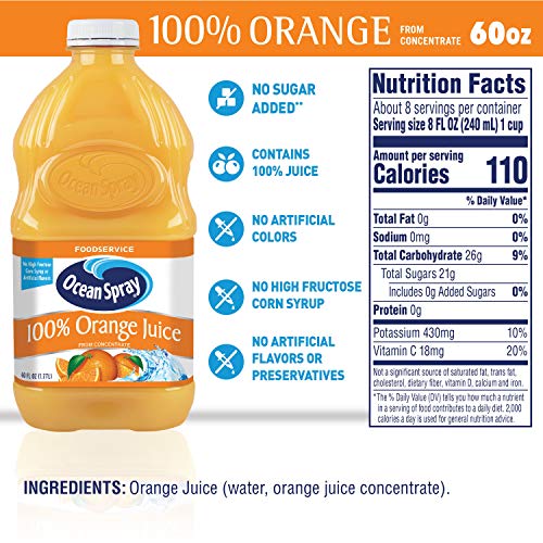 Ocean Spray 100% Orange Juice, 60-Ounce Bottles Pack Of 8