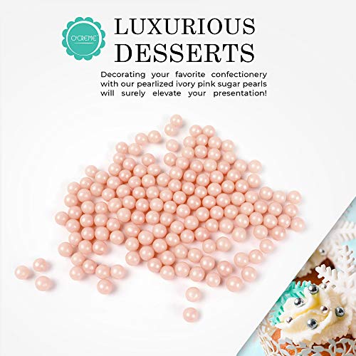 Ocreme Pink-Ivory Edible Sugar Pearls Cake Decorating Supplies