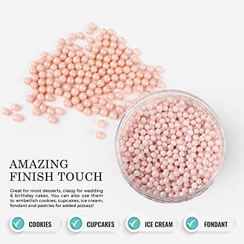 Ocreme Pink-Ivory Edible Sugar Pearls Cake Decorating Supplies