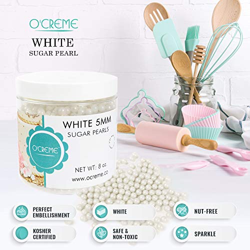 Ocreme White Edible Sugar Pearls Cake Decorating Supplies For B