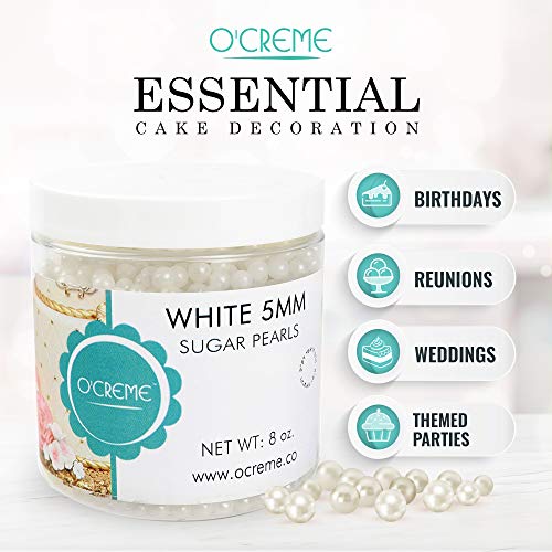 Ocreme White Edible Sugar Pearls Cake Decorating Supplies For B