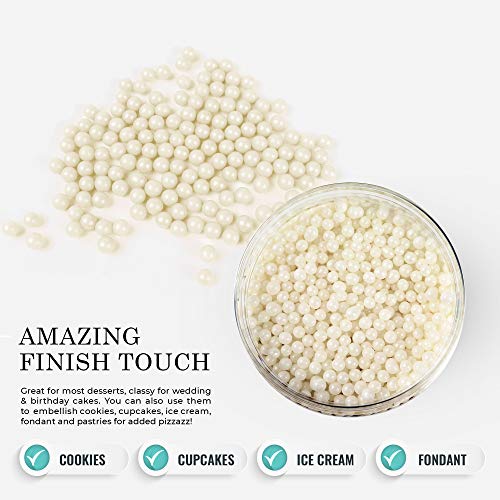 Ocreme White Edible Sugar Pearls Cake Decorating Supplies For B