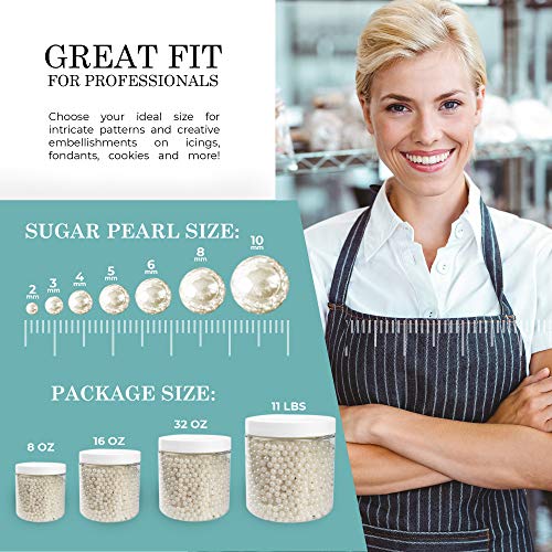 Ocreme White Edible Sugar Pearls Cake Decorating Supplies For B