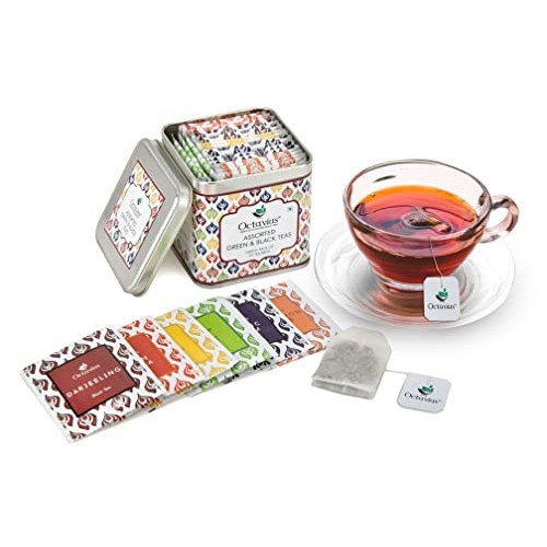 Octavius Black &Amp; Green Tea Sampler, 6 Teas - Assorted Black &Amp; Gr