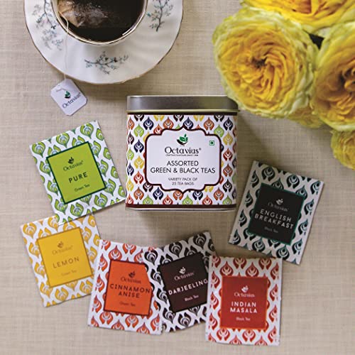 Octavius Black &Amp; Green Tea Sampler, 6 Teas - Assorted Black &Amp; Gr
