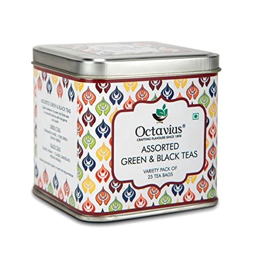 Octavius Black &Amp; Green Tea Sampler, 6 Teas - Assorted Black &Amp; Gr