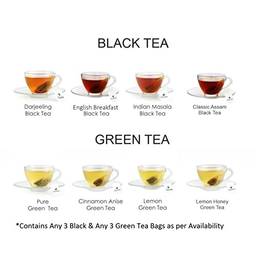 Octavius Black &Amp; Green Tea Sampler, 6 Teas - Assorted Black &Amp; Gr
