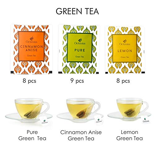 Octavius Green Tea Sampler, 3 Teas - Tea Variety Pack | Assorted