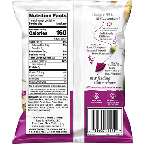 Off The Eaten Path Chickpea Veggie Crisps, 1.25 oz Pack of 16