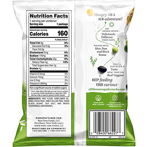 Off The Eaten Path Veggie Crisps, Rice/Peas/Black Beans, 1.25 Ou...