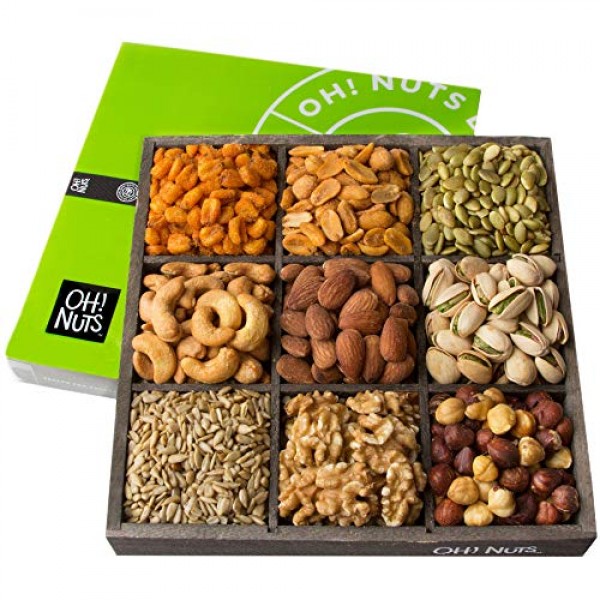Oh! Nuts Holiday Nuts Gift Basket, 9 Variety Mixed Nut Assortmen...