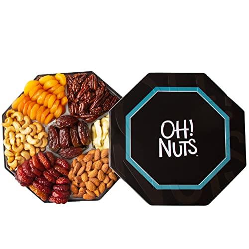 Oh! Nuts 7 Variety Dried Fruit & Nut Gift Tin Box - Gourmet Arra...