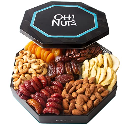 Oh! Nuts 7 Variety Dried Fruit & Nut Gift Tin Box - Gourmet Arra...