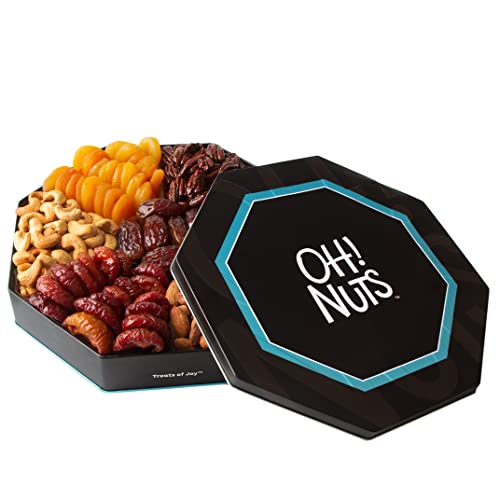 Oh! Nuts 7 Variety Dried Fruit & Nut Gift Tin Box - Gourmet Arra...