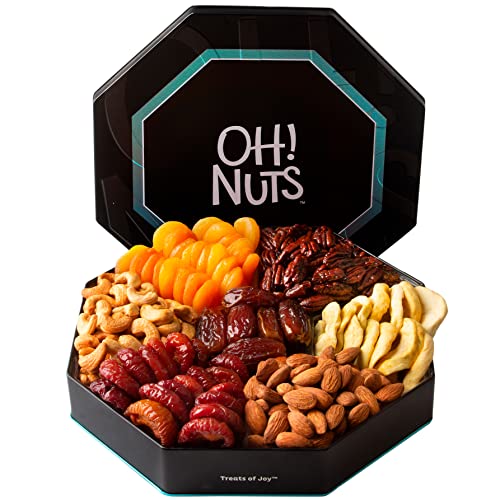 Oh! Nuts 7 Variety Dried Fruit & Nut Gift Tin Box - Gourmet Arra...
