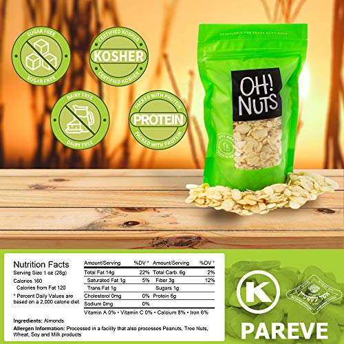 Oh! Nuts Blanched Sliced Almonds | 24Oz Bulk Bag Raw Unsalted Sk