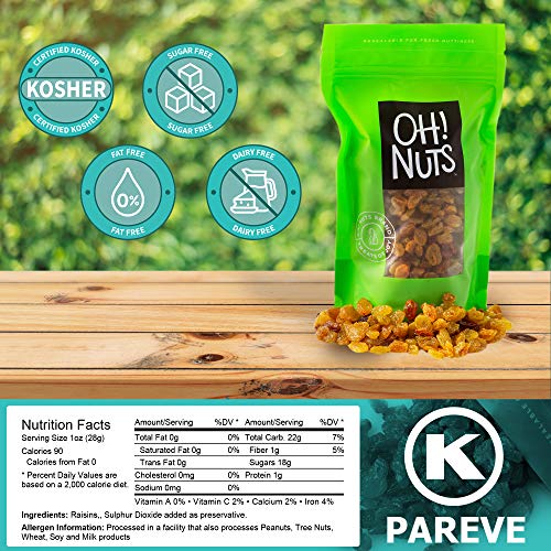 Oh! Nuts Jumbo Golden Raisins | 32Oz Bulk Bag Of Fresh Sun Dried
