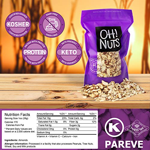 Oh! Nuts Natural Sliced Almonds | 24oz Bulk Bag Supply of Raw Un...