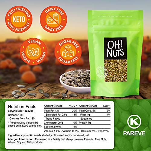 Oh! Nuts Pepitas Dry Roasted Salted Pumpkin Seeds | 2lb Bulk Bag...