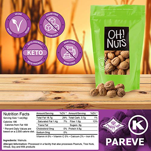 Oh! Nuts Raw Walnuts In Shell | Resealable 4-Lb. Bulk Bag For Ul