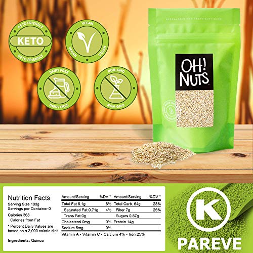 Oh! Nuts White Quinoa Bulk 3Lb Seeds | Grain-Like Plant Protein