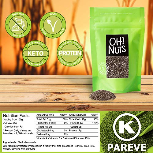 Oh! Nuts Whole Raw Black Chia Seeds | Healthy Superfood In Shelf